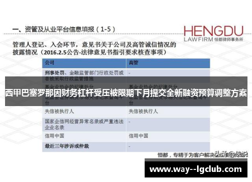 西甲巴塞罗那因财务杠杆受压被限期下月提交全新融资预算调整方案